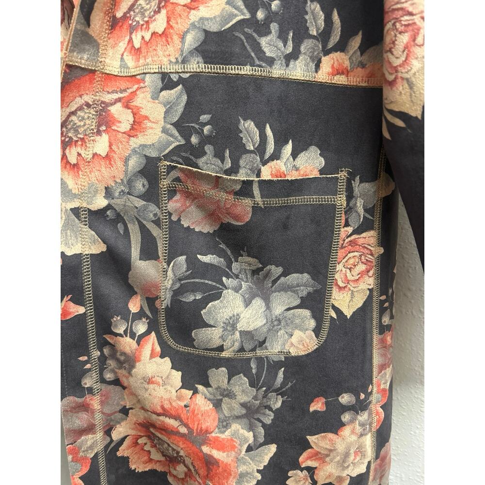 NWT Anthropologie Floral Faux Suede super soft Jacket Boho Festival Layer Size L - Picture 4 of 11